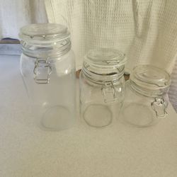 Glass Food Storage Jars with Airtight Clamp Lids, 3 Pack