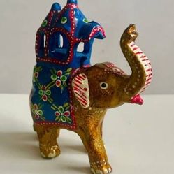 Colorful Hand Painted Elephant Figurine Decor