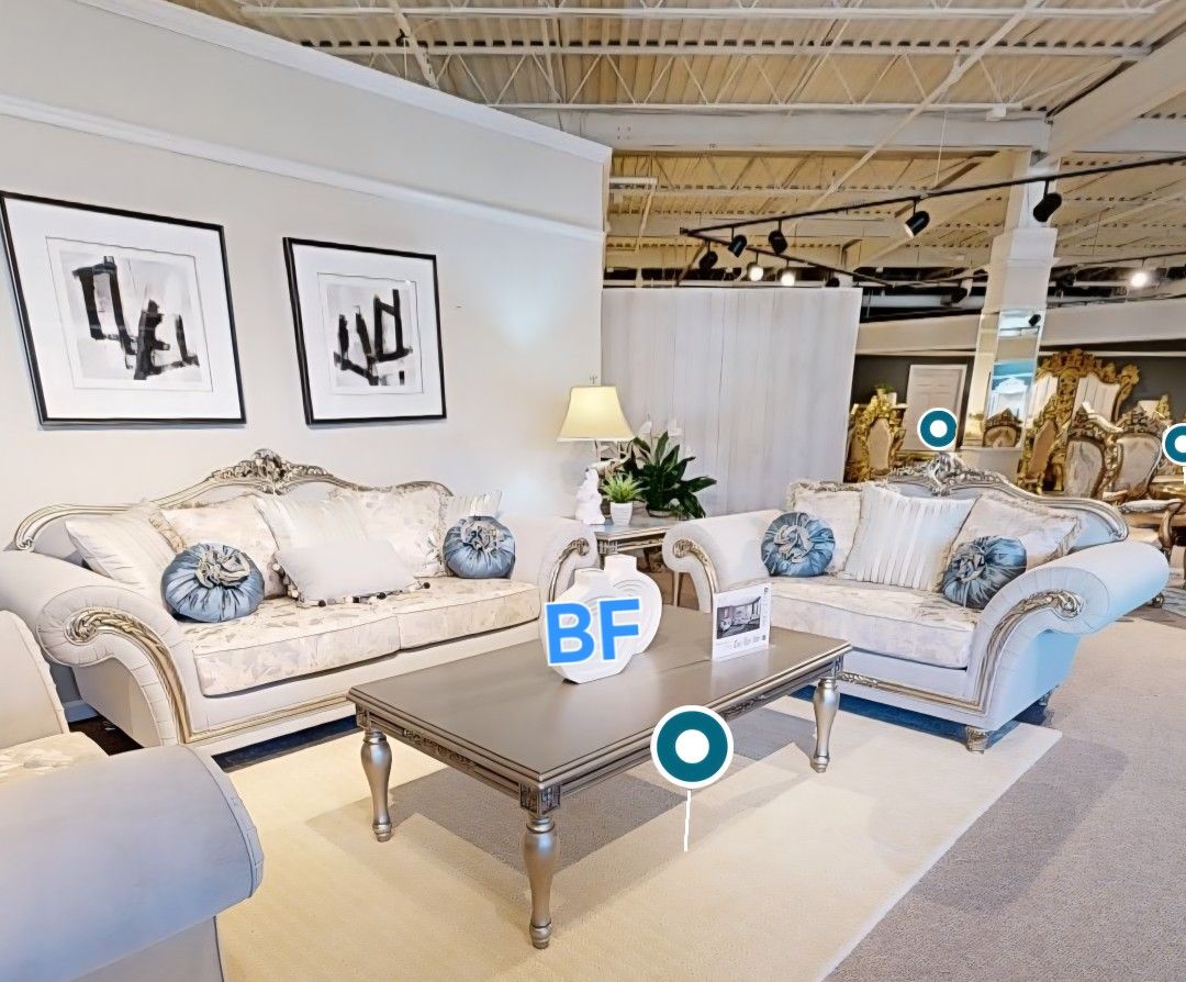 Sofa And Loveseat PELUMI Light Grey Linen And Platinum Finish. New Especial Price