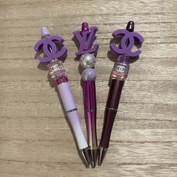 Designer Beaded Purple Pen