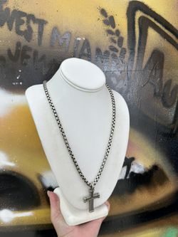 CHAIN AND CROSS CHARM STERLING SILVER