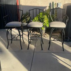 3 Beautiful Iron Bar Stools 