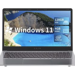SGIN 15.6inch Laptop 4GB DDR4 128GB SSD Windows 11 Laptop Computer with 4 Core Intel Celeron up to 2.8GHz Full HD 1920x1080 Laptops Computer
