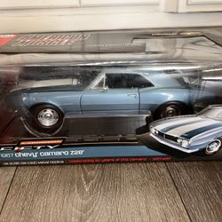  Diecast 1/18 scale AUTO WORLD AUTHENTICS AMERICAN MUSCLE 1967 CHEVY CAMARO Z28 BLUE BRAND NEW !