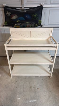 White Wood Baby Changing Table with Shelves