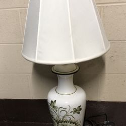 Gorgeous Vintage Porcelain Lamp With Shade 22” L