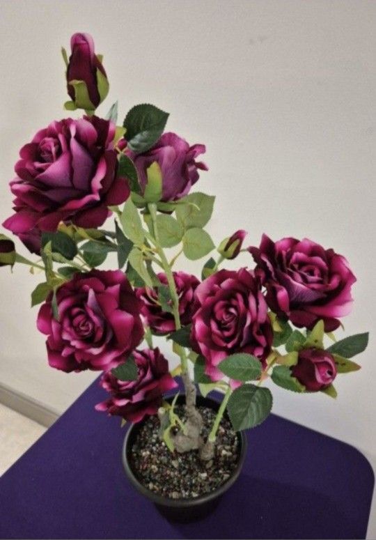 *** NEW LOW PRICE *** Faux Peony Rose Tree Topped with Dragon Blood Stone @ Lasting Creations