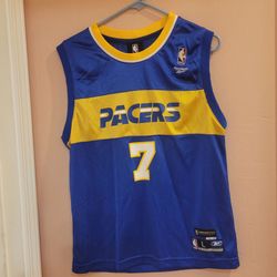 Vtg Reebok Hardwood Classics Indiana Pacers Jermaine O'Neal #7 Jersey
Youth L 14-16. Arm pit to arm pit 25”, length 27”.
Pre-owned, good vintage con