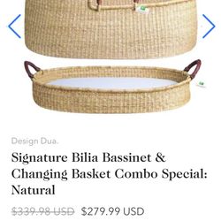 Wicker Bassinet And Diaper Station