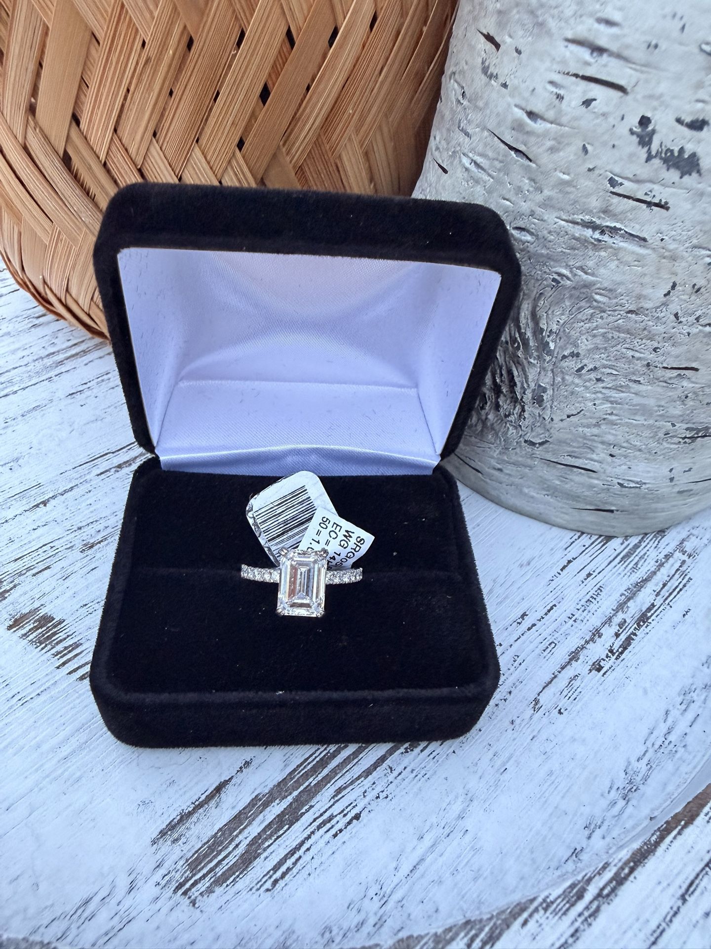 4.07 CTW Emerald Cut Lab Diamond Ring - 14k White Gold