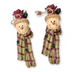 Rustic Primitive Snowman Christmas Ornaments Lot Of 2