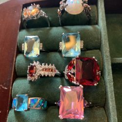 Sterling Gem Stone Rings Size 8 Some Blue Topaz