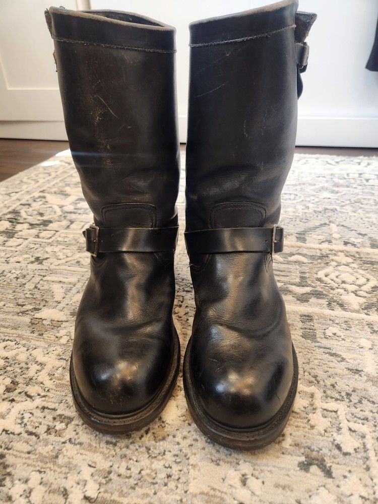 Men's Black Leather Steel Toe Boots