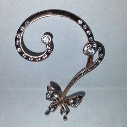 Goldtone Ear Cuff with White Stones and Butterfly Accents