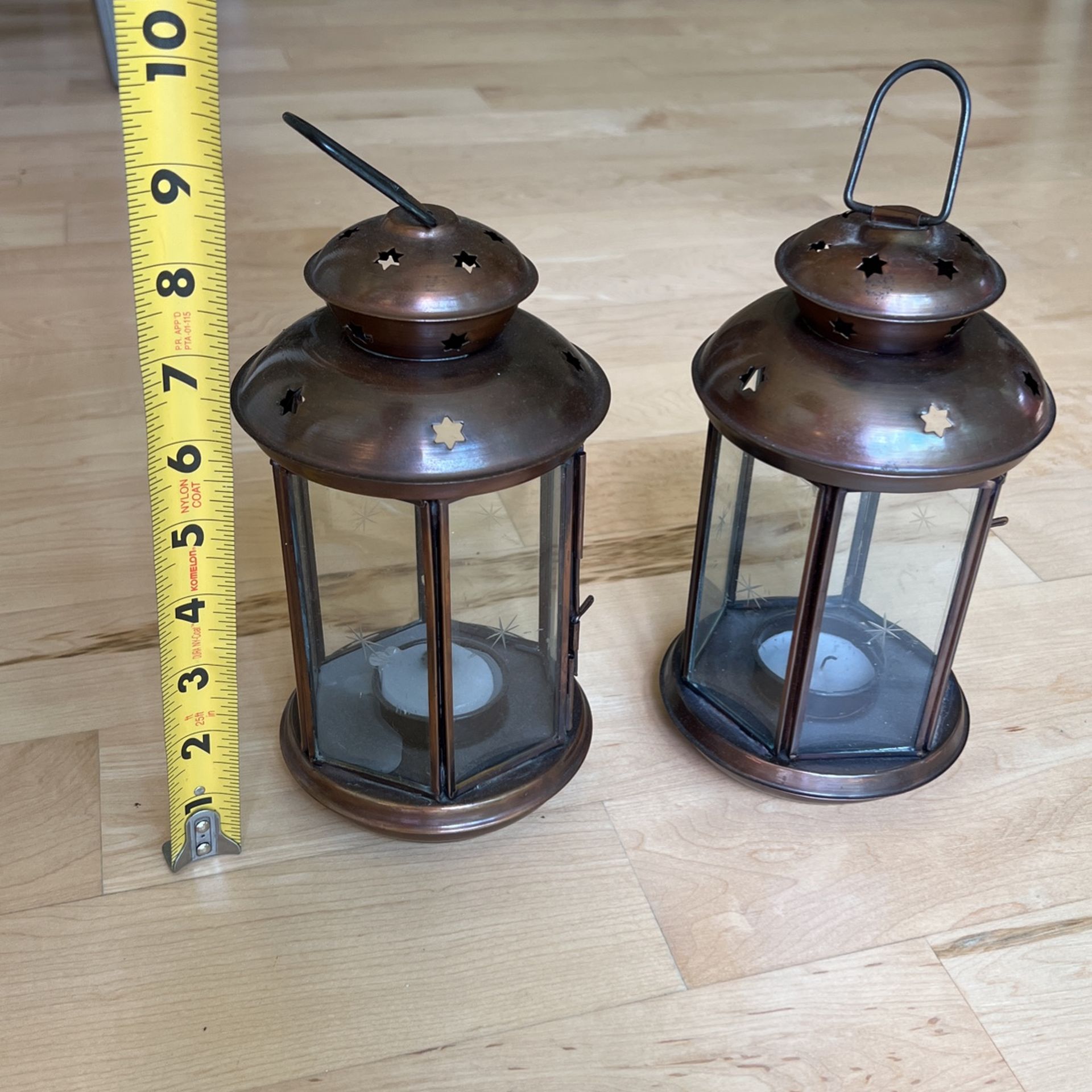 Two Small Metal Candle Holder/lanterns $10 For Both