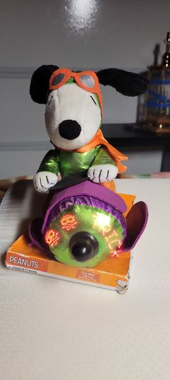 Peanuts Snoopy Ace Animated Halloween Airplane Music Light Plush Trick Or Treat