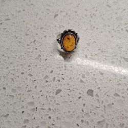 Sterling Silver Vintage Baltic Amber Ring