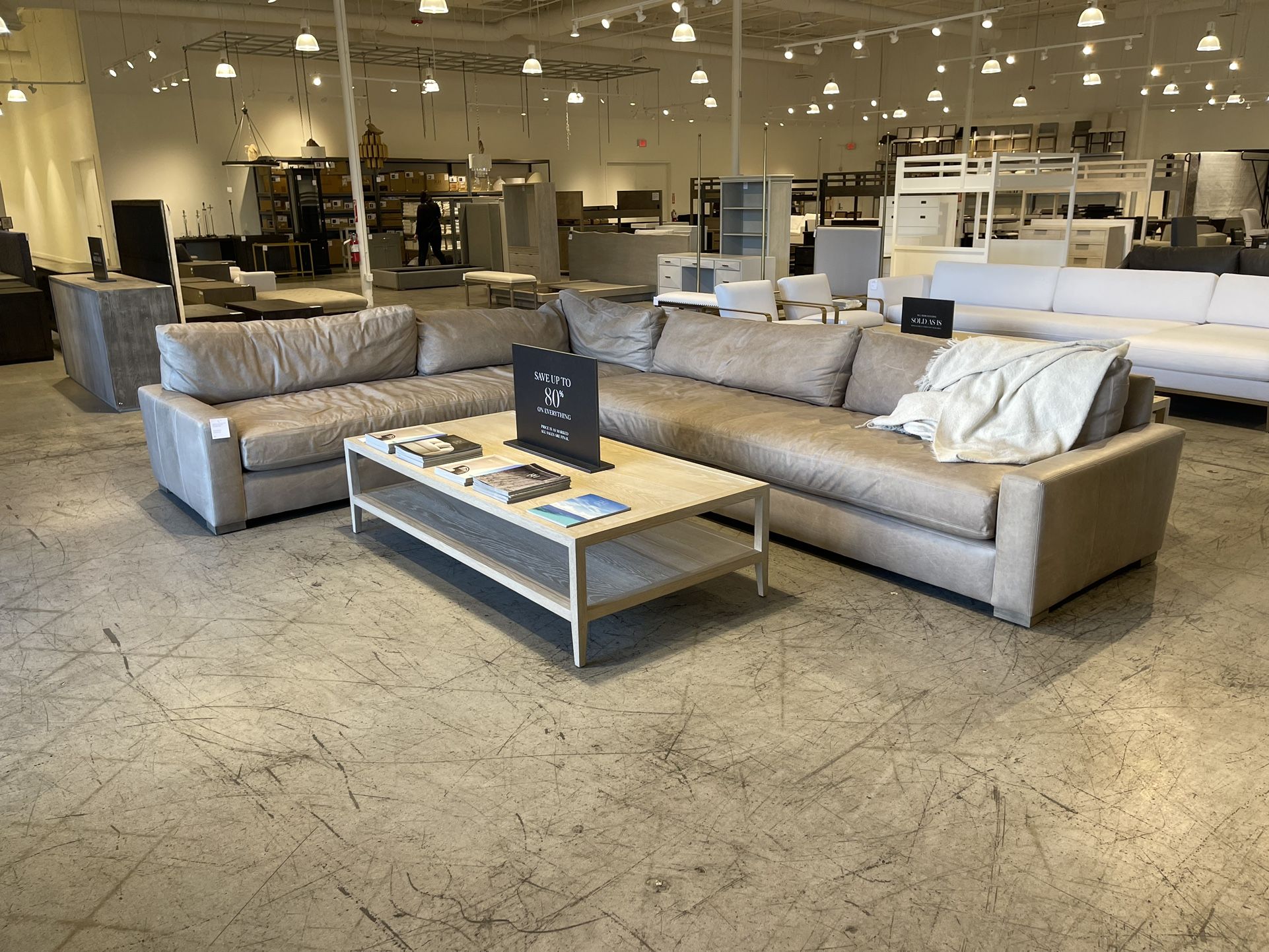 WOW! RH Restoration hardware Leather Maxwell Sofa smoke color
