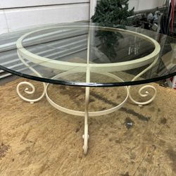 Round Glass And Iron Coffee Table
