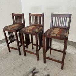 Wooden Chairs with Fabric Seat