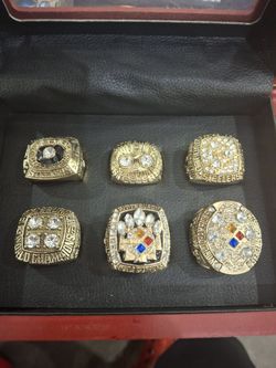 Pittsburgh Steelers Championship Ring Set With Display Case 