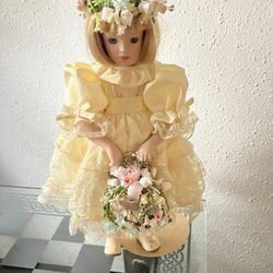 Flower Girl Porcelain Doll