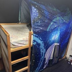 IKEA Kids Twin Bed Frame w/ Loft & Mattress 