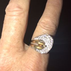 14k over Sterling silver Cz buckle ring from HSN Size 7