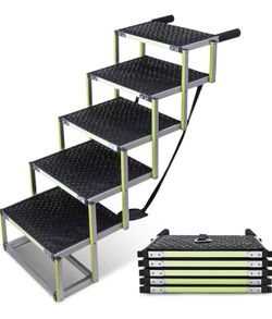 Dog Stairs for Large Dogs PRIORPET - Glow in The Dark Marking - Foldable Dog ramp for Car Medium Size and SUV - Dog Steps for Car - Non-Slip Surface -