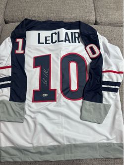 John Leclair Signed Autograph Team USA Custom Hockey Jersey- Beckett Coa Flyers