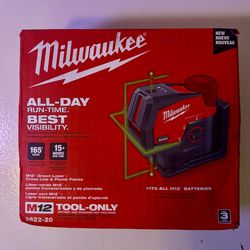 M12" Green Laser - Cross Line & Plumb Points