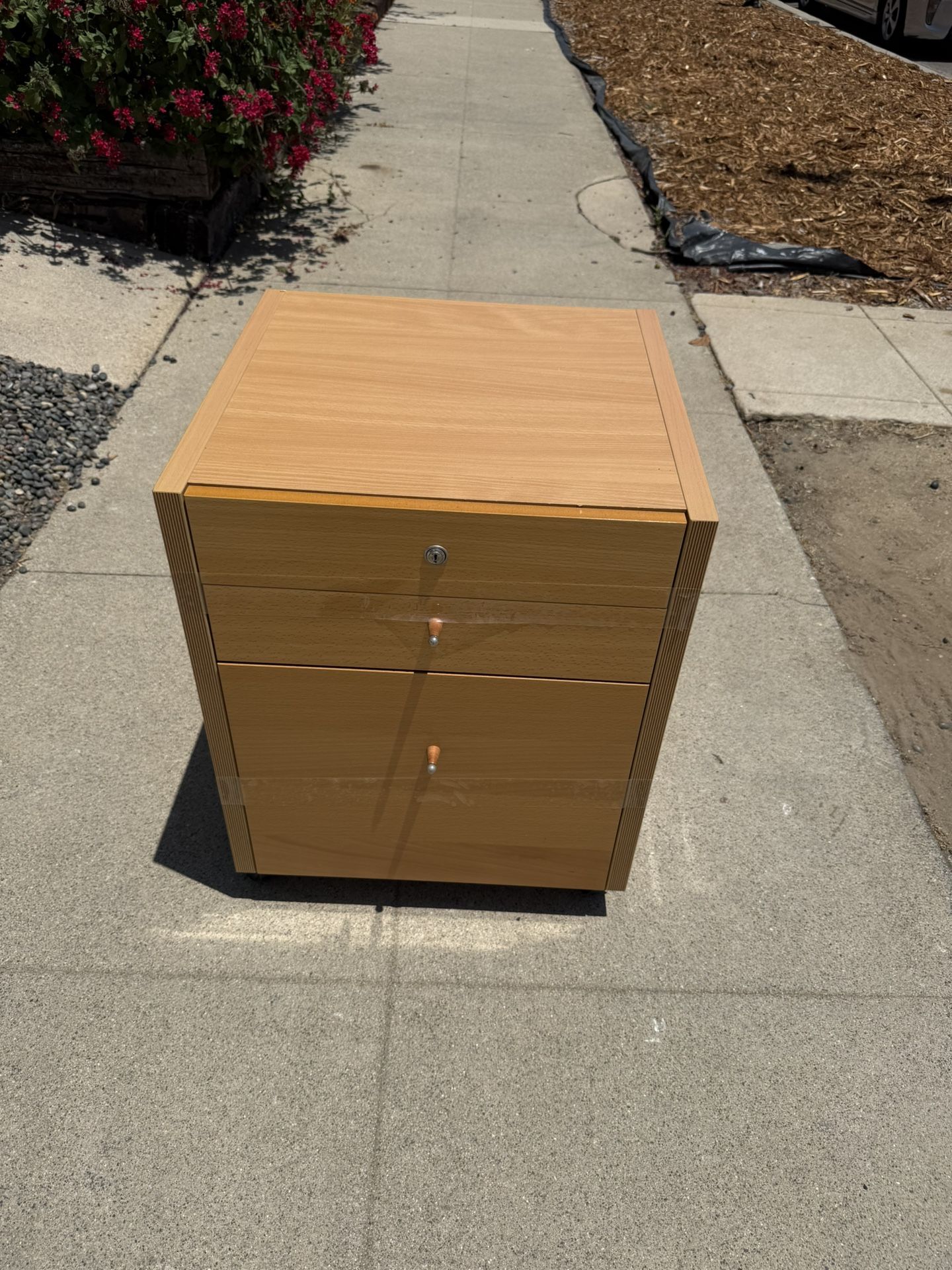 Birch Filing Cabinet W/2 Storage Drawers