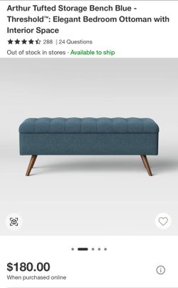 (Ottoman) Arthur Tufted Storage Bench Blue - Threshold