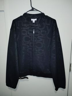Calvin Klein Black Logo Print Zip-Up Jacket