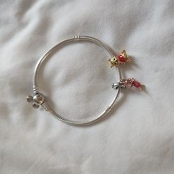 Pandora Bracelet 7.5 Inches With 2 Winnie The Pooh Charms 