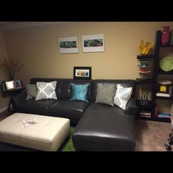 Gray leather sectional for $600