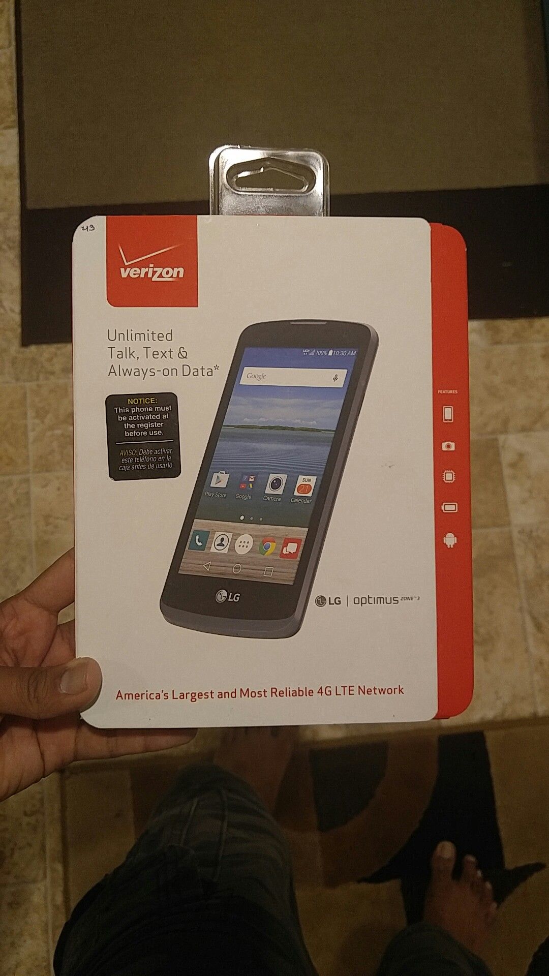 Verizon prepaid LG optimus zone 3 unopened Android phone