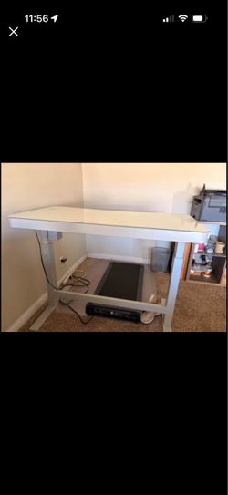 Glass Top Sit/Stand Desk with drawer