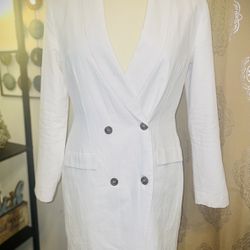 Unique 21 Double Breasted Asymmetrical White Blazer Dress Size 6