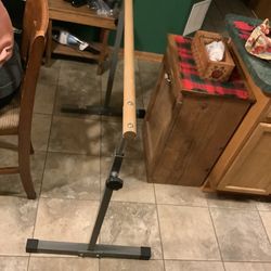 Go Fit balance bar, adjustable height, heavy duty solid metal frame easy store and store,  Adjust from 36” up to 54” Length of bar is 48” Weight of en