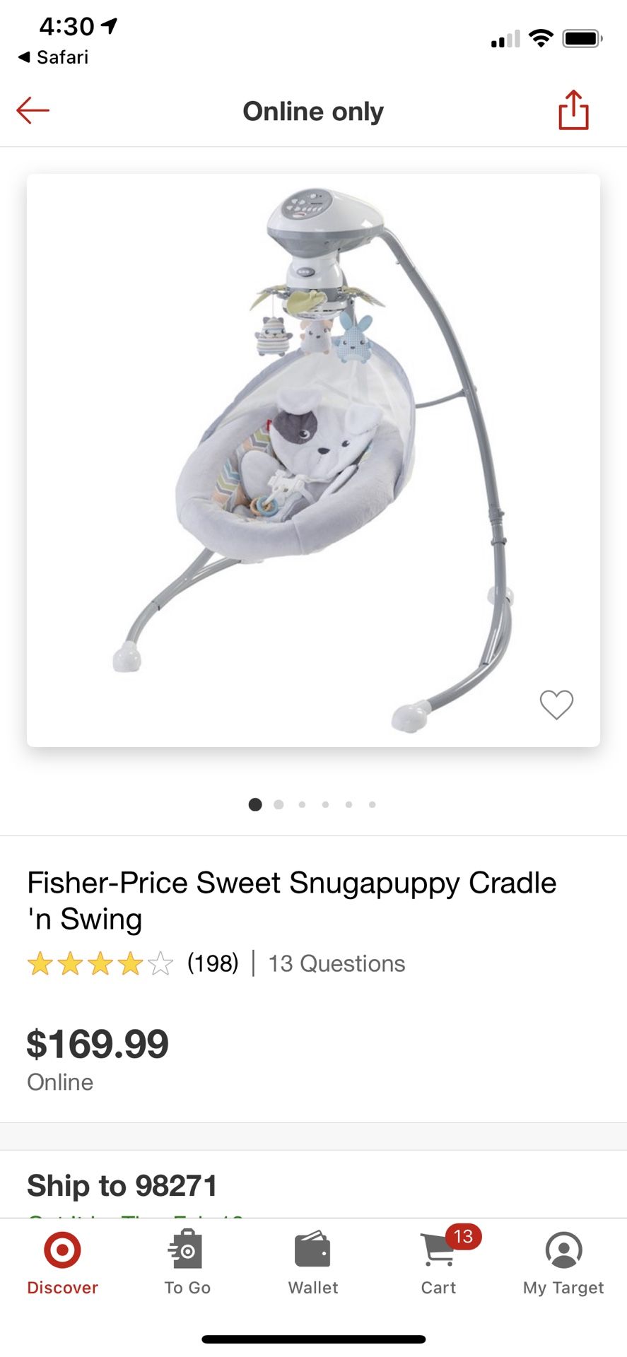 Fisher Price Snuggapuppy Swing In Excellent Condition !