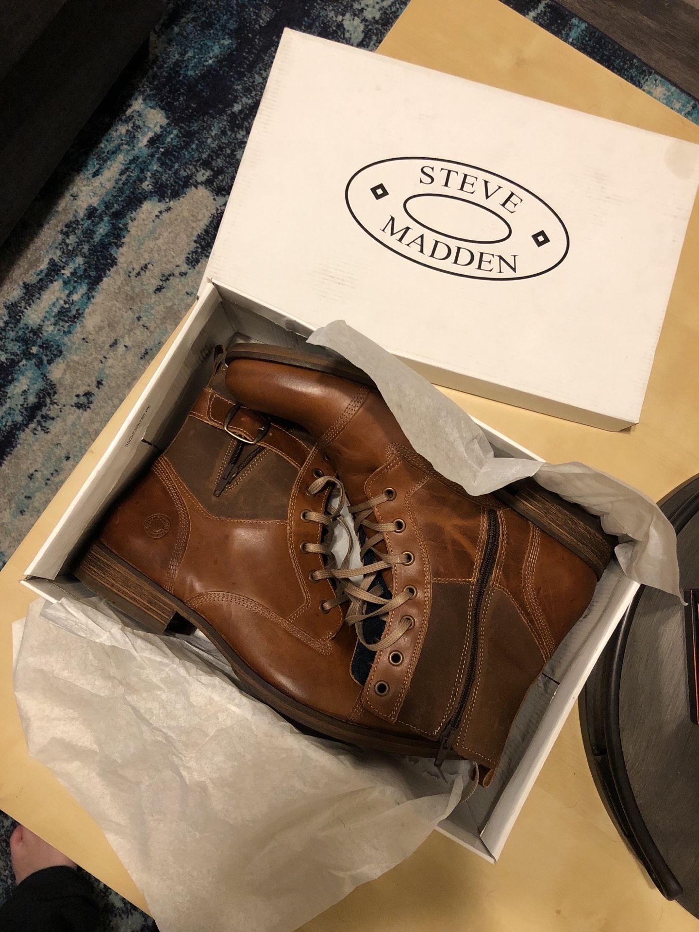 Size 13 Men’s Steve Madden Brown Leather Boots!