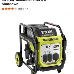 Ryobi 4000-Watt Gasoline Powered Digital Inverter Generator with CO Shutdown