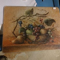 VINTAGE TEMPERED GLASS GRAPE CUTTING BOARD