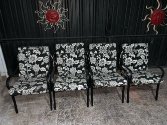 4 Aluminum Stackable Patio Outdoor Chairs w/ Cushions