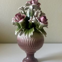Capodimonte porcelain vase with a floral arrangement