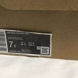 Air Max Systm (GS)              Size 7