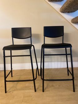 Bar stool with backrest, counter height black/black, 24 3/4"