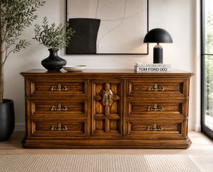 Vintage Drexel Heritage Solid Wood Dresser-72in