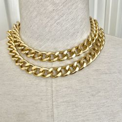 Gold Tone Chain Link Long Necklace 